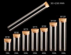 Quality 30mm Top Rated Clear Glass Jars Bottles with cork lid, Glass Bottles for Storage, Good Quality and Competitive Price wholesale