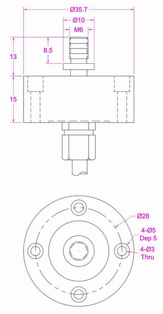 compression force sensor with M6 thread