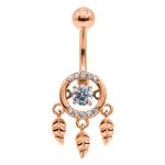 Diamond Dream Catcher Body Piercings Jewellery Surgical Steel Belly Bar 10mm