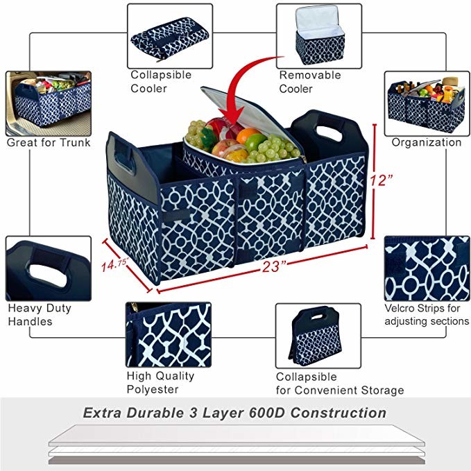 Stylish Car Trunk Organizer Bag / Auto Trunk Storage Containers Eco Friendly