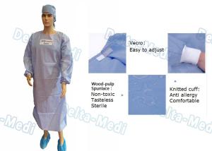 Quality Wood Pulp Spunlace Sterile Disposable Surgical Gown With Knitted Cuff wholesale