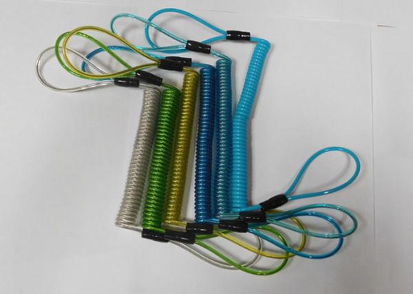 Anti-theft Reminding Spring Steel Coiled Leashes w/Double Cord Loop Ends Custom
