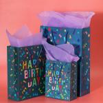 Cardboard Paper Happy Birthday Gift Bag 4 CMYK Color 18x23x8cm