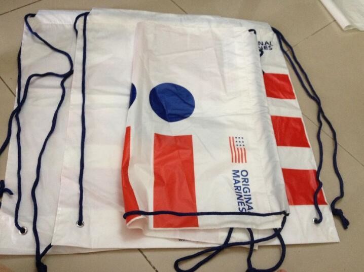 Biodegradable drawstring laundry poly bag with printing,Logo Printed Poly Drawstring Hotel/Travel Laundry Plastic bag