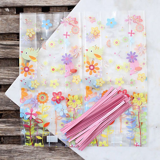Happy Easter Disposable Plastic Candy Cello Bag Clear Packaging Easter Bunny Treat Bag
