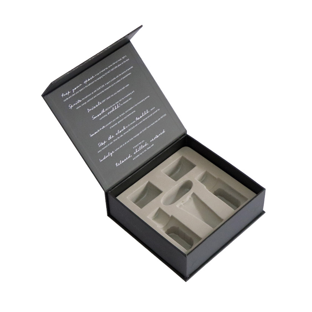 OEM Black UV Coating Hot Stamping Cosmetic Gift Boxes With Insert