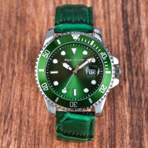 Quality 1.6 Inch Water Resistant Green Leather Watch 3ATM wholesale