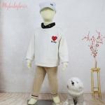 Children's fake-shirt faux shirt Collar neck long sleeve girls full needle Kid