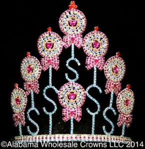 Quality Lollipop tiaras crowns rhinestone cake crystal crowns custom birthday pageant crowns supplier manufactuer pai crown wholesale