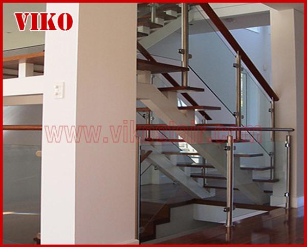 Double Steel Plate Stair VK43S Tempered GlassLED Light strip, Stringer: 5mm+5mm