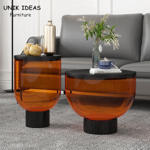 Quality Round Tempered Glass Center Table Living Room Coffee Large Small Bowl 35x52cm wholesale