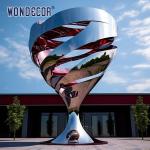 Large Outdoor Square Modern Abstract Geometric Wine Glass Stainless Steel
