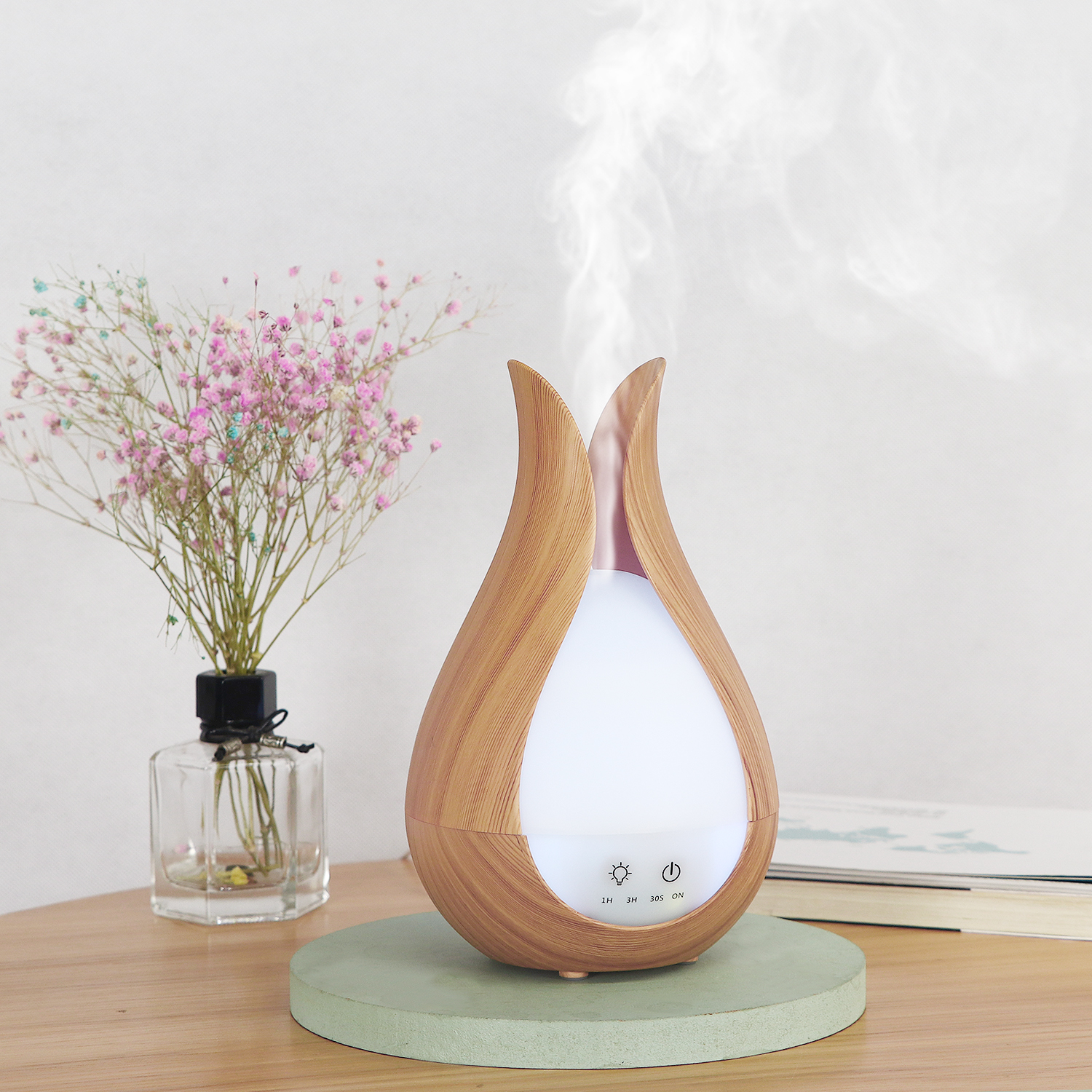 HOMEFISH 200ml Wood Grain Humidifier Aromatherapy Aroma Essential Oil Diffuser
