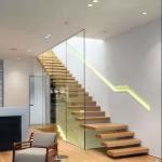 Modern Indoor Straight Stairs Floating Iron And Steel Staircase With Wood Tread