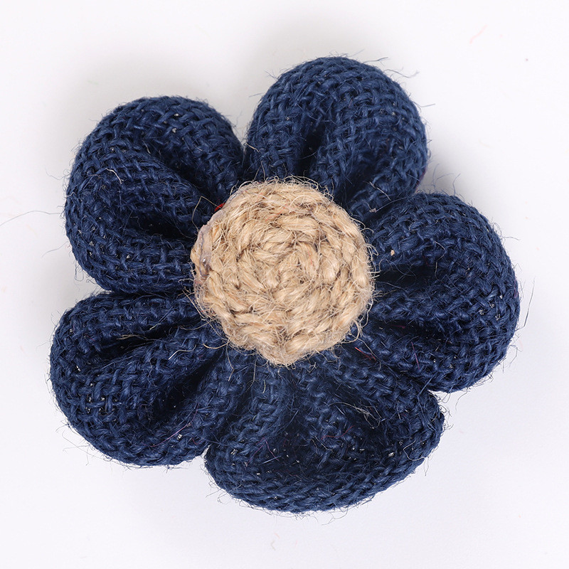 8cm Burlap Ribbon Flowers Diy Orange Black Jute Rope Flower