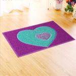 Solid Color Coir Fiber Matting Double Hearts Design Seamed Pattern