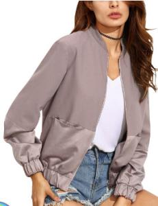 Quality Custom Womens Woven Jacket , 100% Polyester Lining Ladies Satin Bomber Jacket wholesale