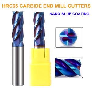 Quality 4Flute HRC65 Carbide End Mill Cutters with Nano Blue Coating for Mould Steel/Stainless Steel and Other Hard Metals wholesale