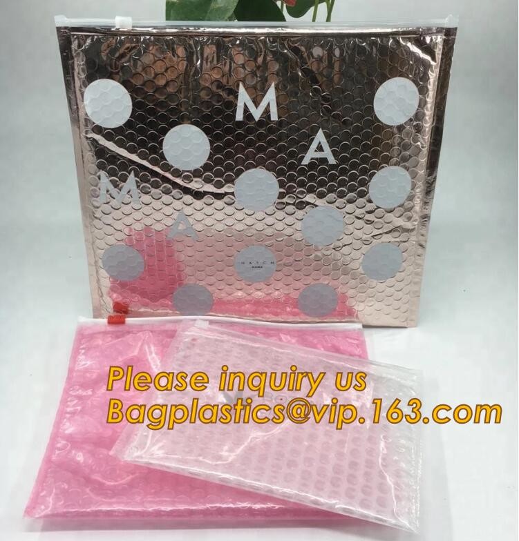 Cosmetic Pink Slider Padded Bag/Silver k Bag With Bubble,Padded Envelopes Cheap Aluminium Foil k Holographic