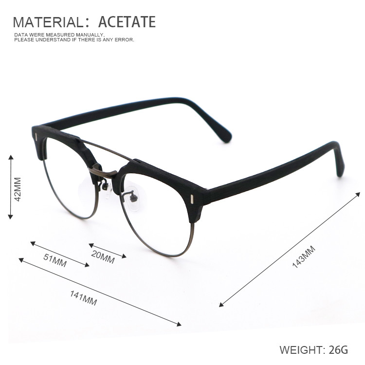 Factory Manual Vintage Wood Grain Acetate Glasses Frame MR 096
