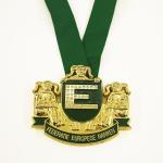 Diecasted Gold Metal Carnival Medal 3D Narren Design With Acrylic Stones And