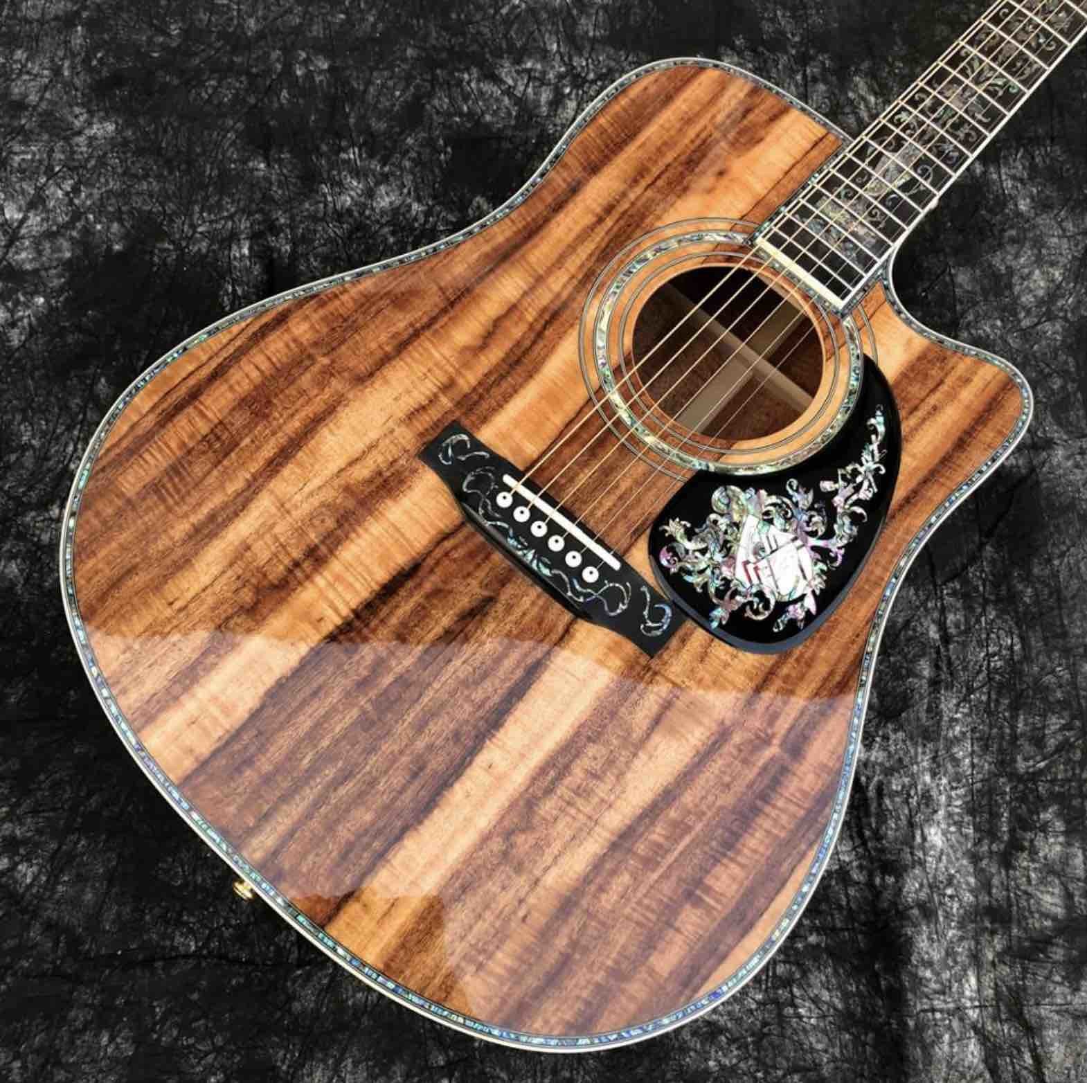 41 Inches 45D Model Real Abalone Koa Wood Electric Acoustic Guitar