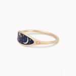 Handmade 18K Gold Plated Midnight Blue Enamel 925 Sterling Silver Round