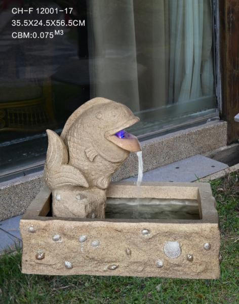 23 Inch Fish Sandstone Brick Garden Fountain