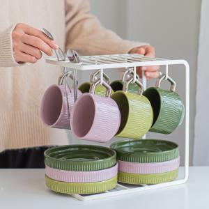 Quality Business Gifts Ceramic Tea Cup Set Nordic Porcelain Coffee Cup And Saucer With Silver Grip wholesale