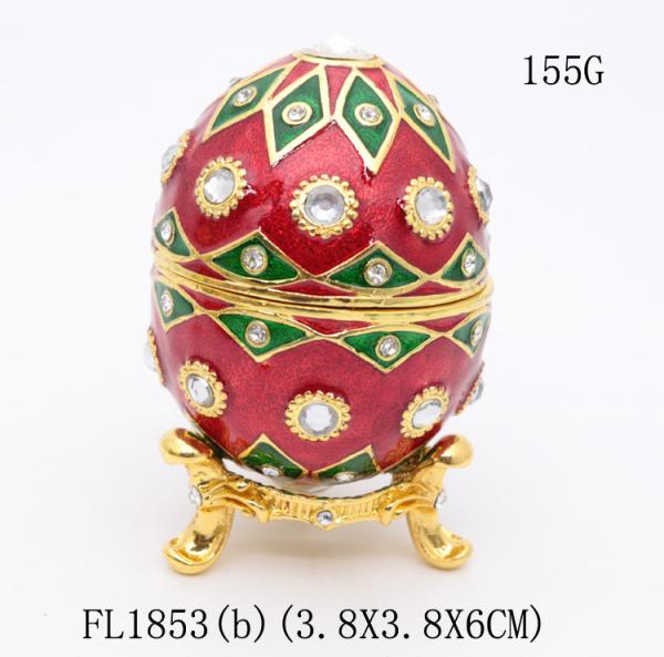 Faberge Egg Style Decorative Enameled Trinket Box Classic Russian Egg Jewelry