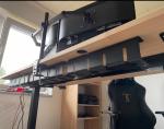 Living Room Cable Management Organizer Single Tier Black Wrinkle Spray Under