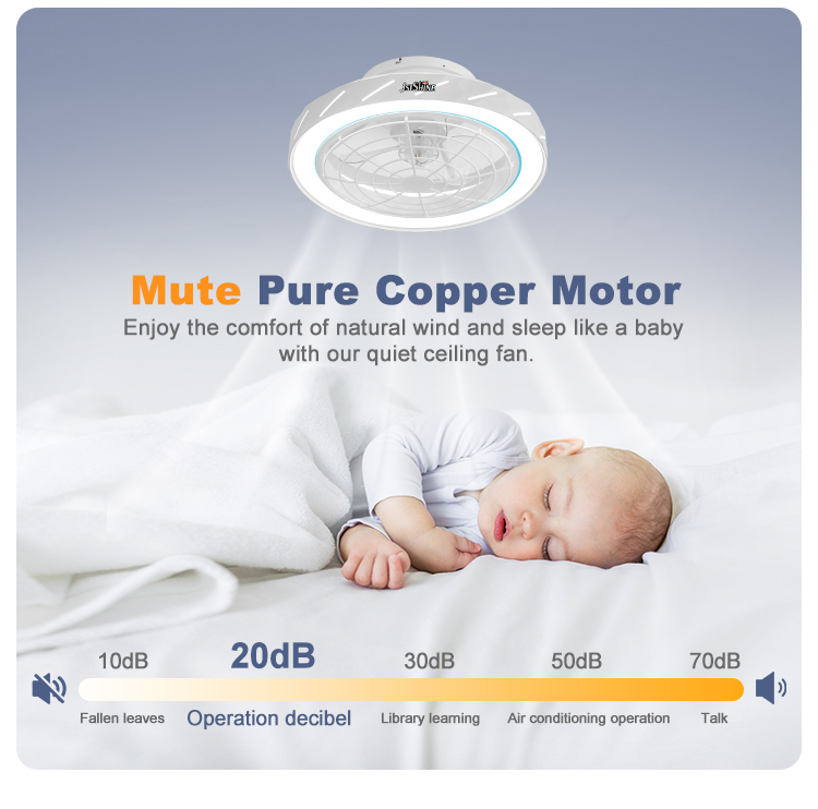 3 Color LED Light Low Profile Fancy Design ABS Blades Indoor Ceiling Fan with Remote