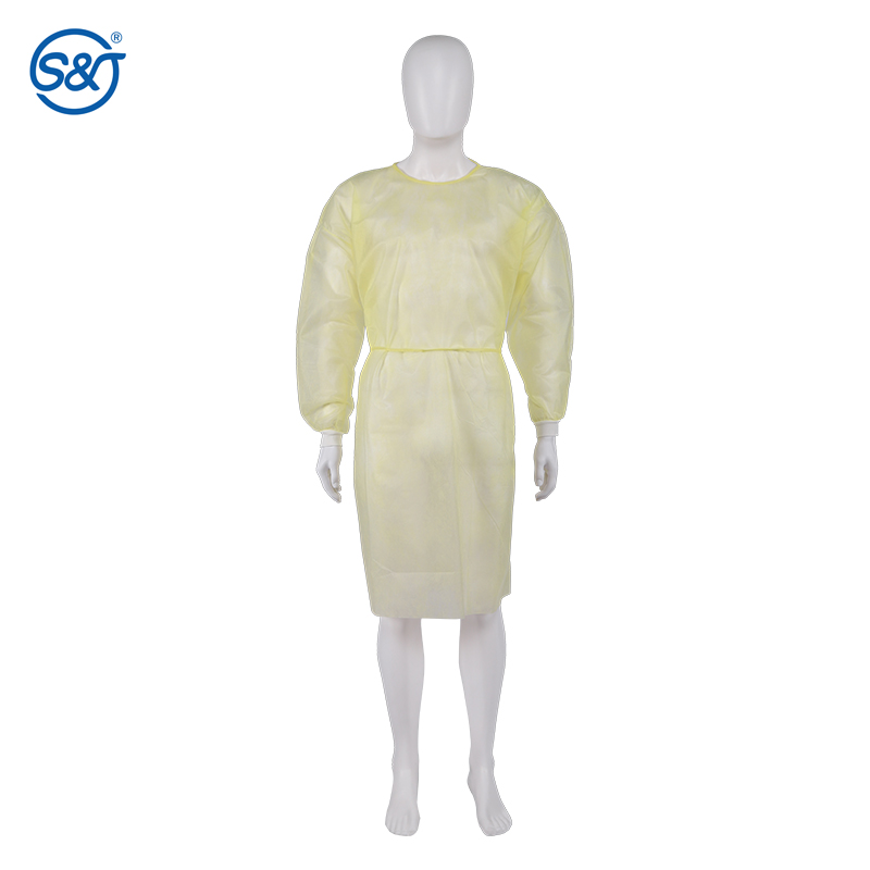 PP PE Disposable Long Sleeve Gown Green Non Woven Disposable Isolation Gown