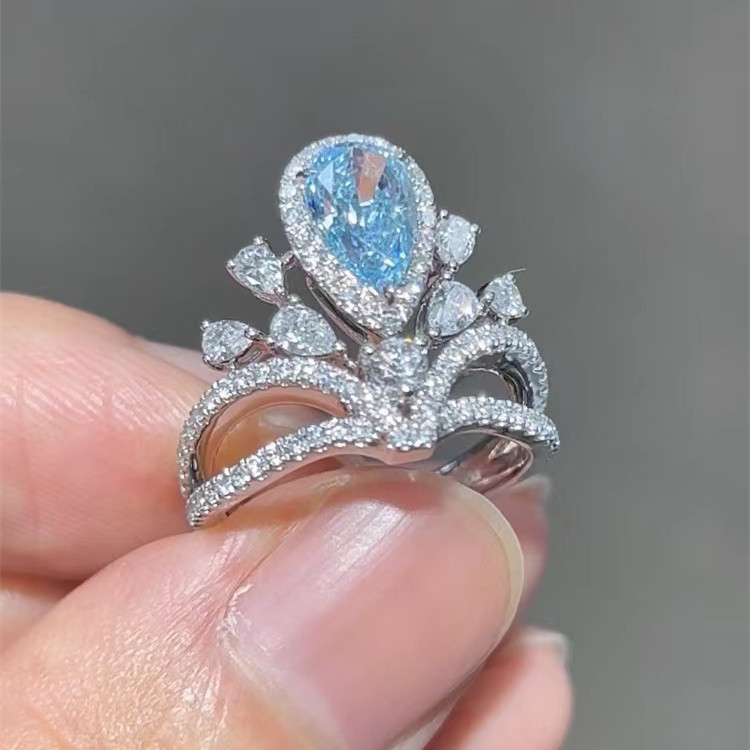 Pear Shaped CVD Lab Grown Blue Diamond 1.6ct VVS2 Without IGI With Multisize
