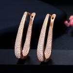 U shape Stud Earrings Women Luxury Shiny CZ Earring Fashion Contracted Wedding