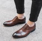 All Seasons Men Formal Dress Shoes Brown Embossed Patent Leather Mens Shoes