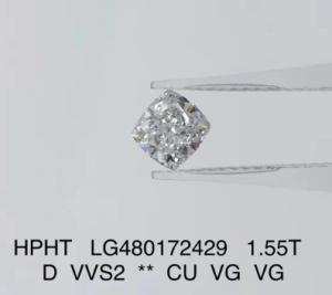Quality 1.55 Ct D VVS2 VG Lab Grown Diamond Jewelry HPHT Square Cushion Cut Diamond wholesale