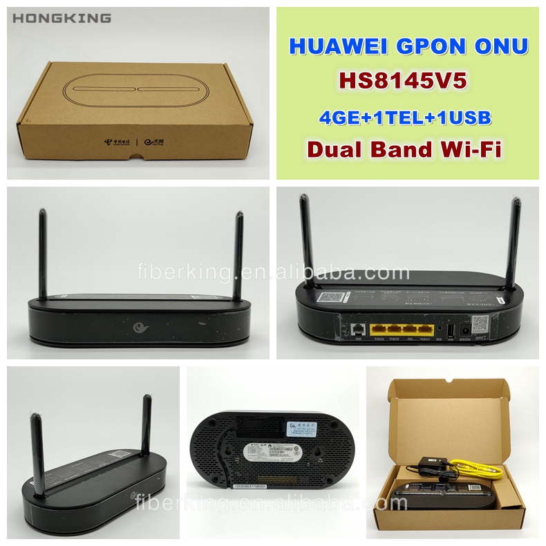 GPON XPON Dual WiFi ONU ONT HS8145V Router FTTH 4GE 1TEL 1USB 2.4g 5g Wireless network terminal