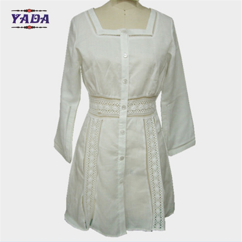 New style white national long sleeve casual slim dress 2018 fashion clothing dresses summer for women