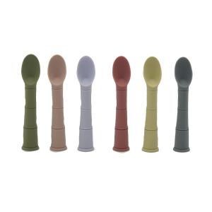 Quality Soft Curved Bamboo Silicone LFGB Training Spoons For Toddlers wholesale