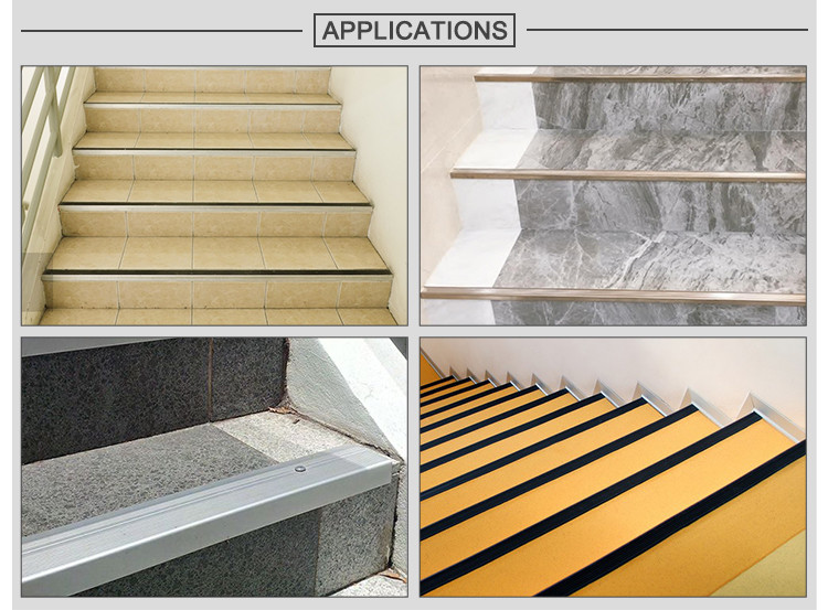0.3mm - 3mm Aluminum Stair Nose Trim Interior / Exterior Step Covering