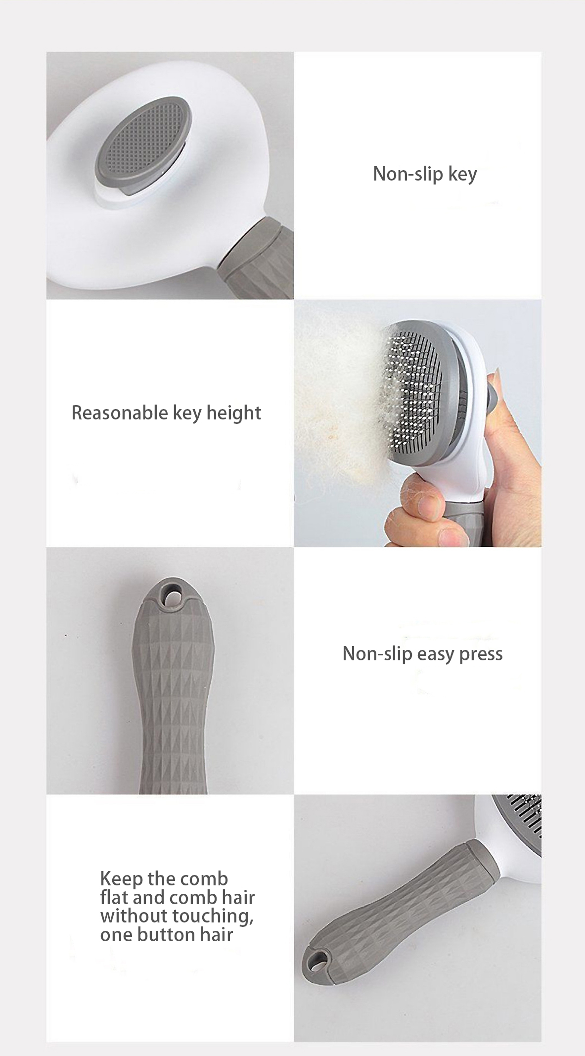 Pet Hair Remover Comb Portable Self Cleaning Slicker Brush Cats Dogs Reusable