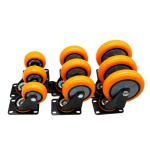 US 10/Piece Rotating Wheel 3inch Industrial Furniture Trolley Orange Single