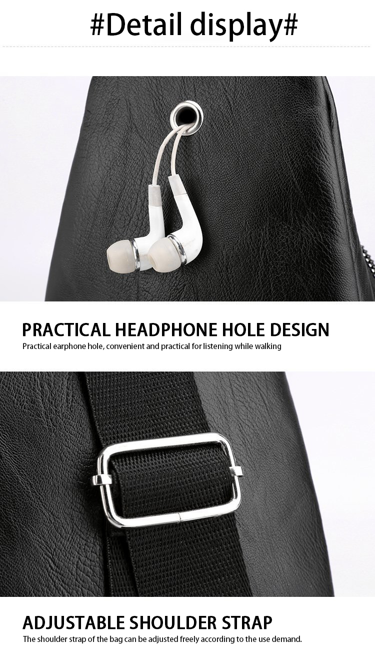 Trendy Black Leather Belt Bag for Men Crossbody Crocodile Grain Travel Fashion Bag PU Opp Sacoche Custom T/T