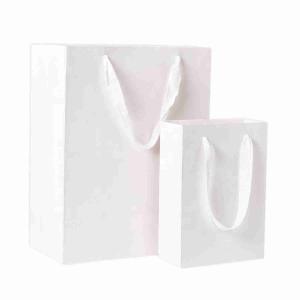 Quality 8x8x26 White Kraft Boutique Paper Bag Shopping With Ribbon Handles wholesale