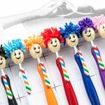 Cute Cartoon Plastic Ball Pen Doll Head Touchscreen Ballpoint Pens Kids Gift