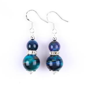 Quality Handmade Crystal Stone Earrings Rainbow Tiger's Eye Gemstone Beaded Pendant Earrings wholesale