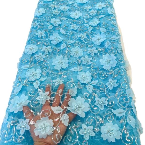 Supoo 3D Applique flowers lace embroidery african lace fabric with sequins