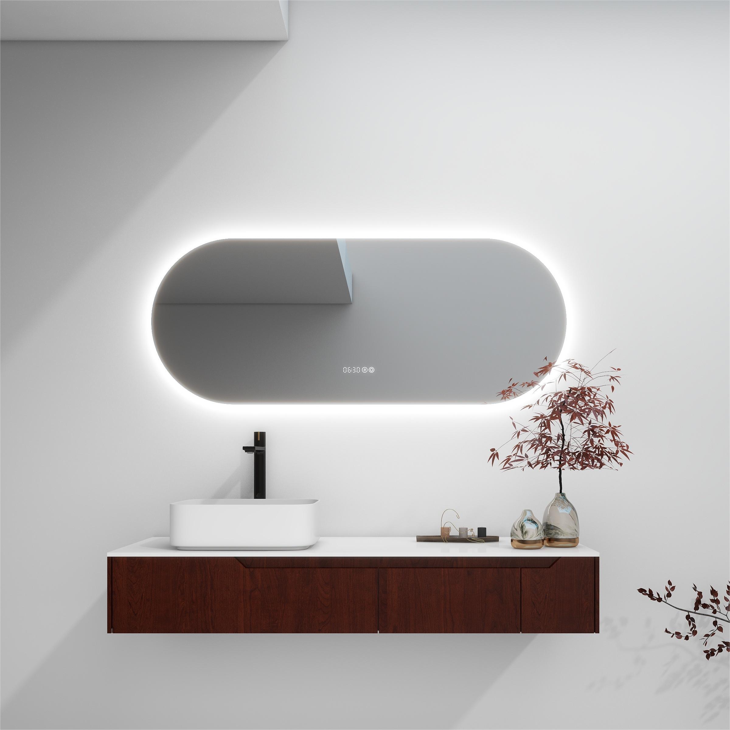 Customized Size Intelligent Wall Mounted LED Backlit Vanity Mirror for Hotel Bathrooms