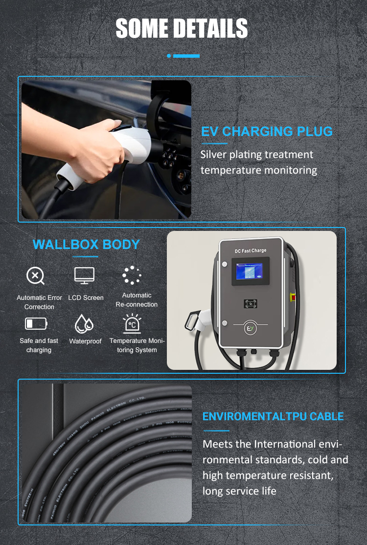 DC Wallbox Charger 30kW 40kW Cars CCS 40A Fast EV Charger 600V Grid Frequency 50Hz